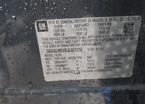 2018 GMC Terrain Sle from USA, damaged, VIN 3GKALMEVXJL331216